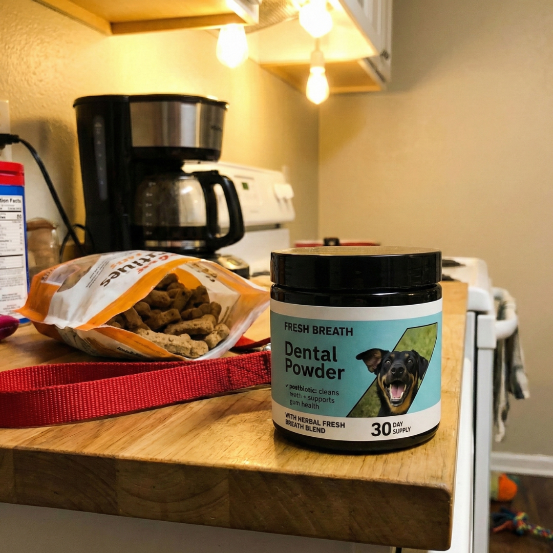 PupSmile jar on kitchen counter
